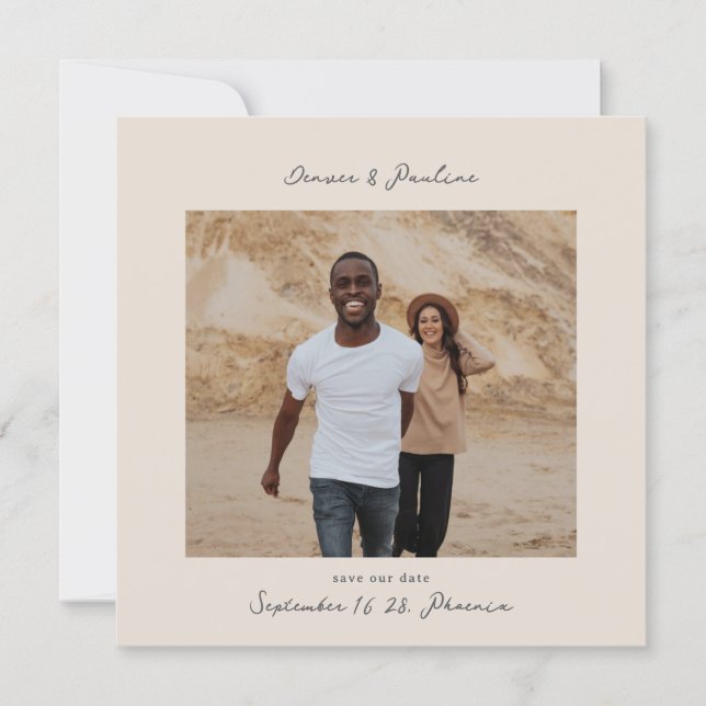 Reserva La Fecha Modern Handwritten Square Photo Wedding  (Anverso)