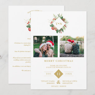 Reserva La Fecha Modern Initials Floral Christmas Wreath 2 Photos