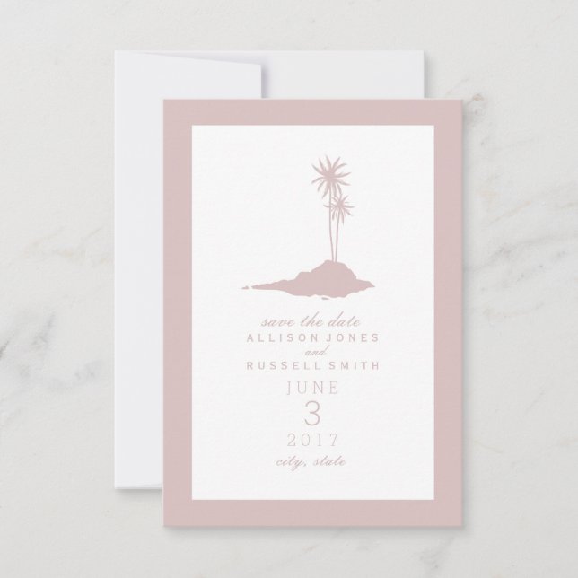 Reserva La Fecha Modern Island Beach Wedding Salva La Fecha - Rubor (Anverso)