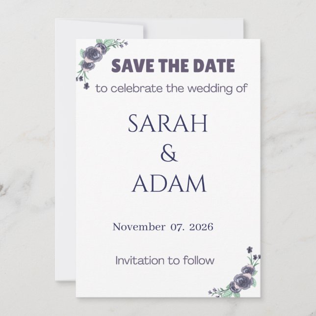Reserva La Fecha Modern Lavender Rose Wedding Save the Date Card (Anverso)