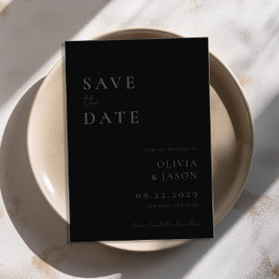 Reserva La Fecha Modern Matte Black Minimal Boda