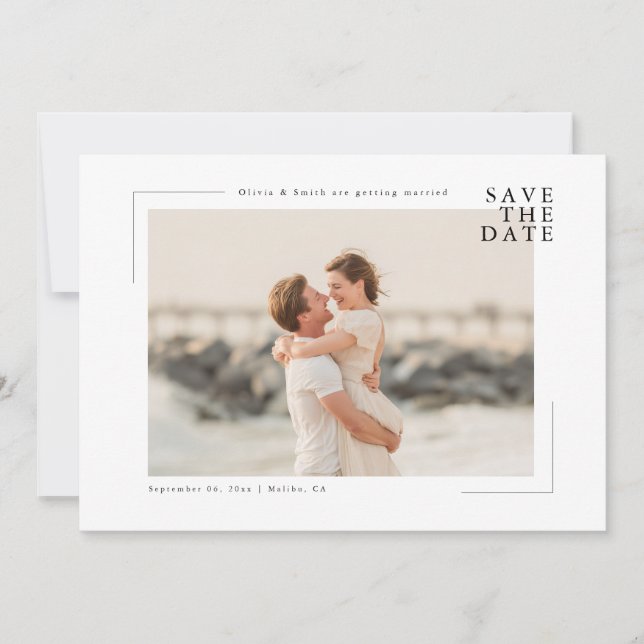 Reserva La Fecha Modern Minimal Coastal Photo Wedding Save the Date (Anverso)