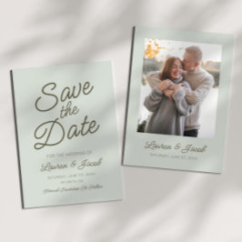 Reserva La Fecha Modern Minimal Minimalist Green Wedding