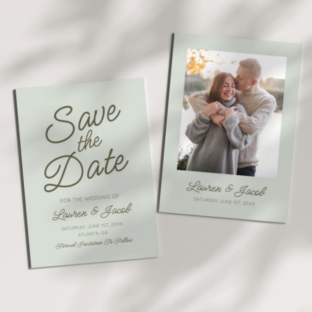 Reserva La Fecha Modern Minimal Minimalist Green Wedding (Subido por el creador)