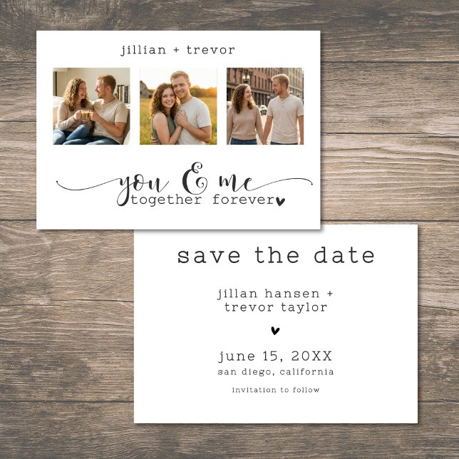 Reserva La Fecha Modern Minimalist 3 Photo Script Collage Wedding (Modern Minimalist 3 Photo Script Collage Wedding Save The Date)