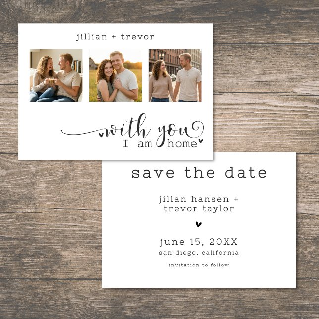 Reserva La Fecha Modern Minimalist 3 Photo Script Collage Wedding (Modern Minimalist 3 Photo Script Collage Wedding Save The Date)