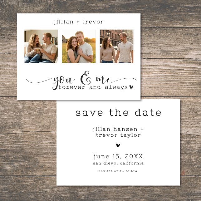 Reserva La Fecha Modern Minimalist 3 Photo Script Collage Wedding (Modern Minimalist 3 Photo Script Collage Wedding Save The Date)