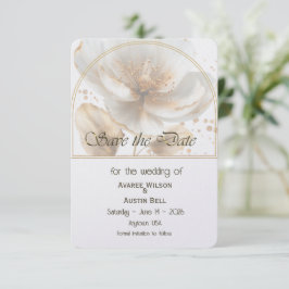 Reserva La Fecha Modern Minimalist Gold and White Wedding
