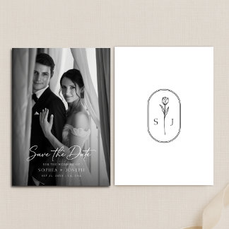 Reserva La Fecha Modern Minimalist Monogram Elegant Wedding Photo