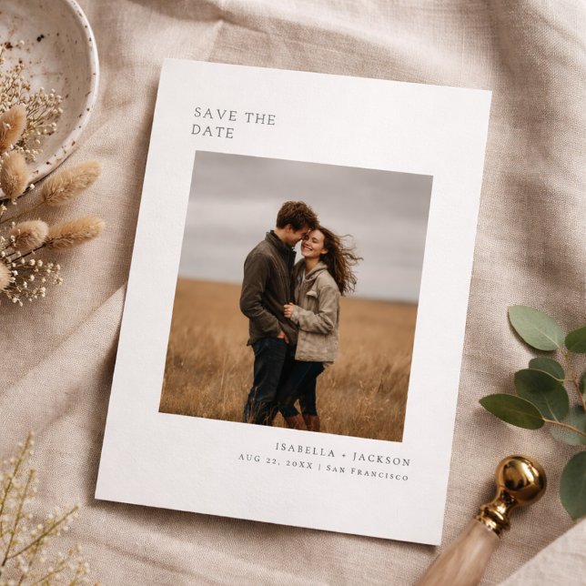 Reserva La Fecha Modern Minimalist Photo Save the Date Card (Subido por el creador)