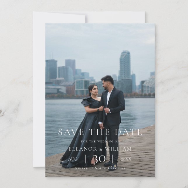 Reserva La Fecha Modern Minimalist Photo Wedding Save the Date (Anverso)