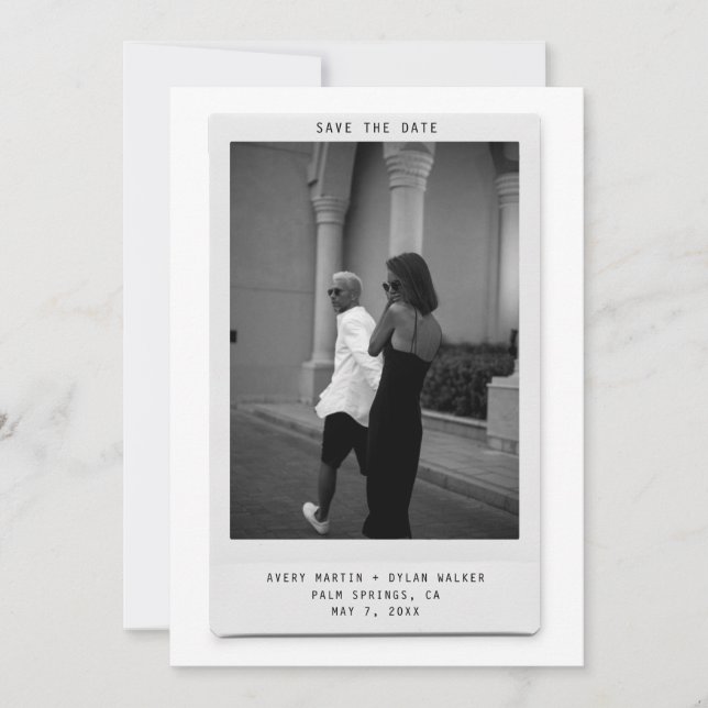 Reserva La Fecha Modern Minimalist Polaroid Photo Save the Date (Anverso)