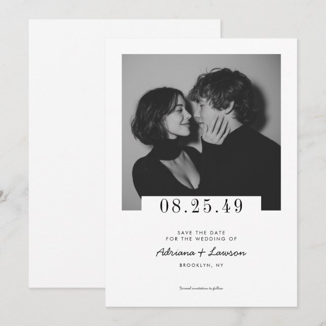 Reserva La Fecha Modern Minimalist Romantic Editorial Photo Wedding (Anverso / Reverso)