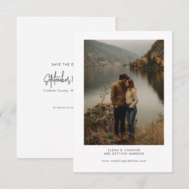 Reserva La Fecha Modern Minimalist Wedding Photo Save the Date (Anverso / Reverso)