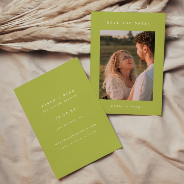 Reserva La Fecha Modern Minimalistic Photo Lime Green Wedding (Subido por el creador)