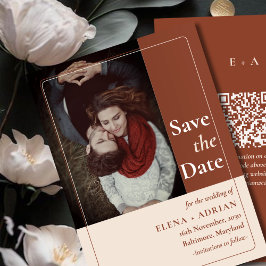 Reserva La Fecha Modern Moody Photo Save the Date with QR Code