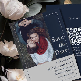 Reserva La Fecha Modern Moody Photo Save the Date with QR Code