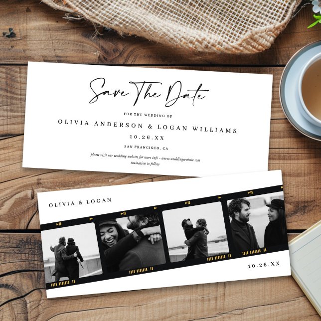Reserva La Fecha Modern Multi-Photo Filmstrip Wedding Save The Date (Subido por el creador)