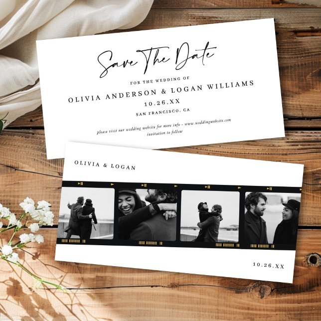 Reserva La Fecha Modern Multi-Photo Filmstrip Wedding Save The Date (Subido por el creador)