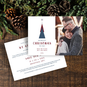 Reserva La Fecha Modern Original Christmas Tree Photo Couple