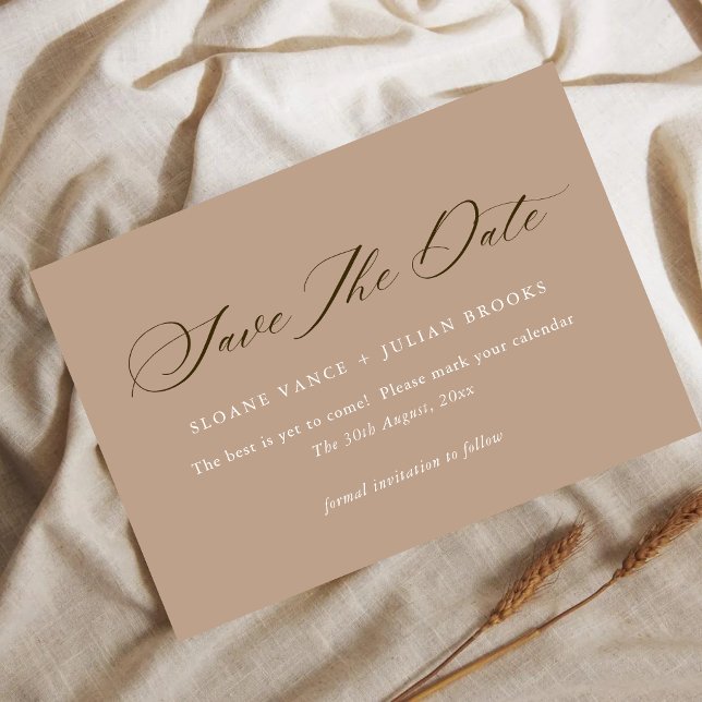 Reserva La Fecha Modern Pale Taupe Typography Save the Date Card  (Subido por el creador)