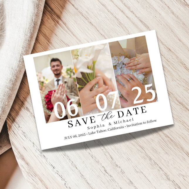 Reserva La Fecha Modern Photo Collage Save the Date Card (Subido por el creador)
