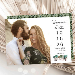 Reserva La Fecha Modern Photo Wedding Save the Date with Tree Icons