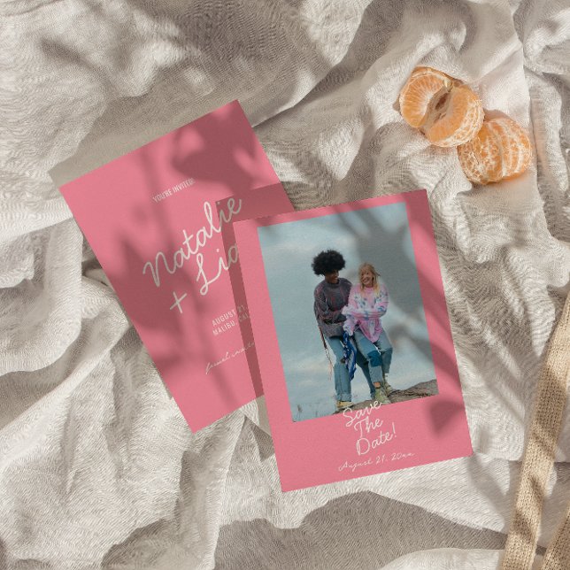 Reserva La Fecha Modern Pink Whimsical Summer Fun Photo Wedding (Subido por el creador)