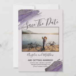 Reserva La Fecha Modern Purple Glitter Spark Save The Date Photo