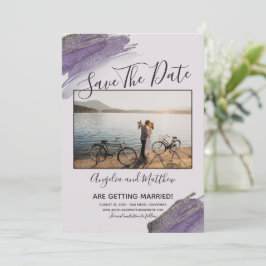 Reserva La Fecha Modern Purple Glitter Spark Save The Date Photo