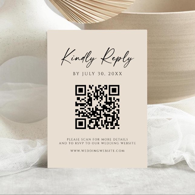 Reserva La Fecha Modern QR Code | Champagne Website RSVP Card (Subido por el creador)