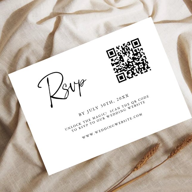 Reserva La Fecha Modern QR Code RSVP Card | Fine Line Script (Subido por el creador)