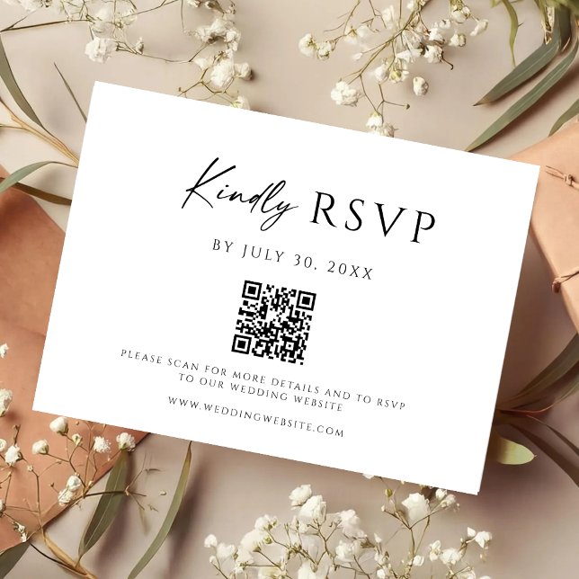 Reserva La Fecha Modern QR Code Website RSVP Card (Subido por el creador)