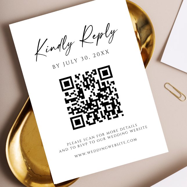 Reserva La Fecha Modern QR Code Website RSVP Card (Subido por el creador)