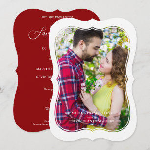 Reserva La Fecha Modern Red Bracket Shaped Effect Photo Couple
