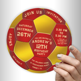 Reserva La Fecha Modern Red Text Soccer Ball Birthday Invitation
