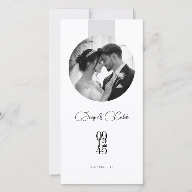 Reserva La Fecha Modern Round Photo Wedding Save the Date Card (Anverso)