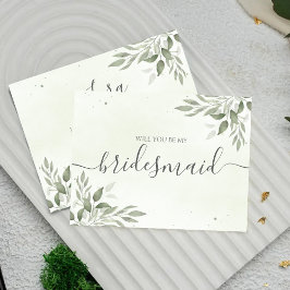 Reserva La Fecha Modern Sage Greenery Bridesmaid Proposal Card