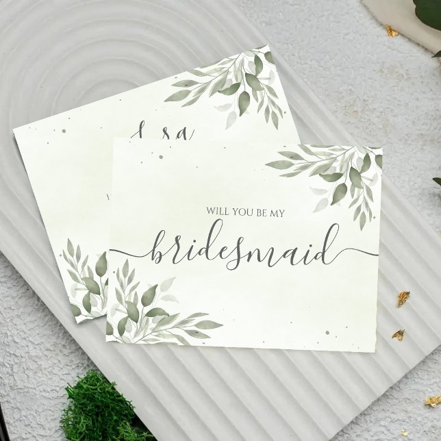 Reserva La Fecha Modern Sage Greenery Bridesmaid Proposal Card (Subido por el creador)