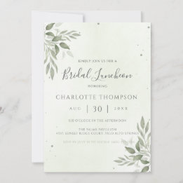 Reserva La Fecha Modern Sage Greenery Chic Bridal Luncheon Card