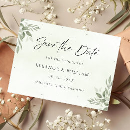 Reserva La Fecha Modern Sage Greenery Wedding Save the Date Card