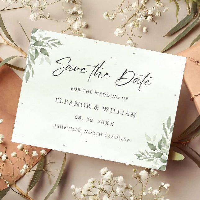 Reserva La Fecha Modern Sage Greenery Wedding Save the Date Card (Subido por el creador)