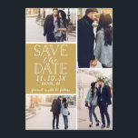 Reserva La Fecha Modern Save The Date 4-Collage de fotos Gold<br><div class="desc">Moderno Guardar la tarjeta de foto de fecha con un collage de 4 fotos y fuentes modernas.</div>
