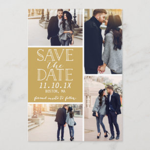 Reserva La Fecha Modern Save The Date 4-Collage de fotos Gold