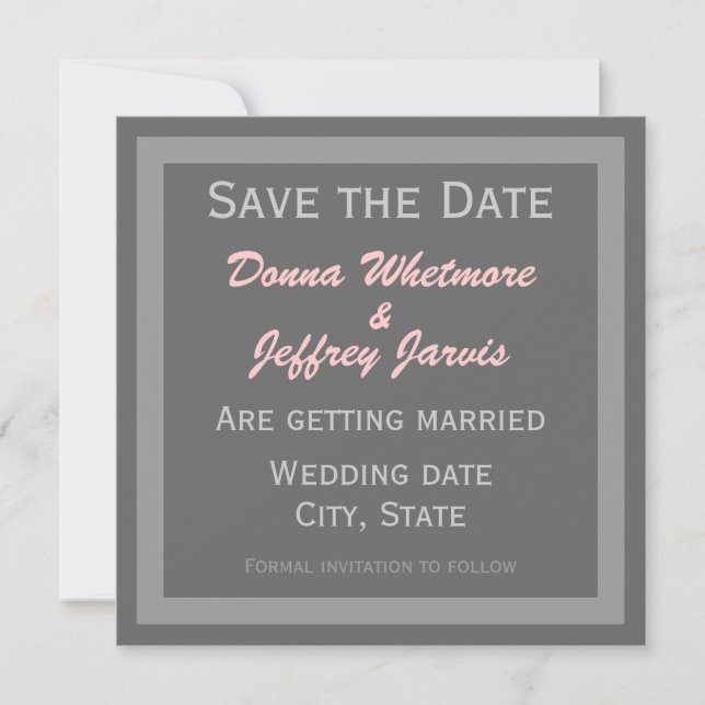 Reserva La Fecha Modern Save the Date Announcement - Grey & Pink (Anverso)