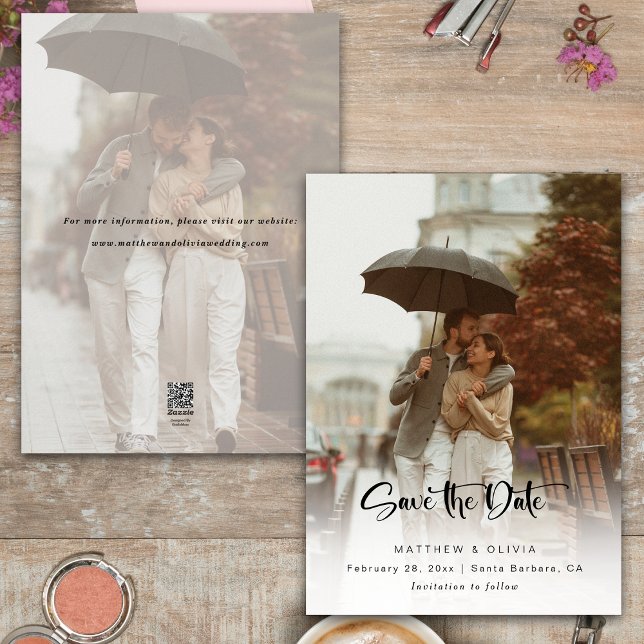 Reserva La Fecha Modern Save the Date Calligraphy Script con foto (Subido por el creador)