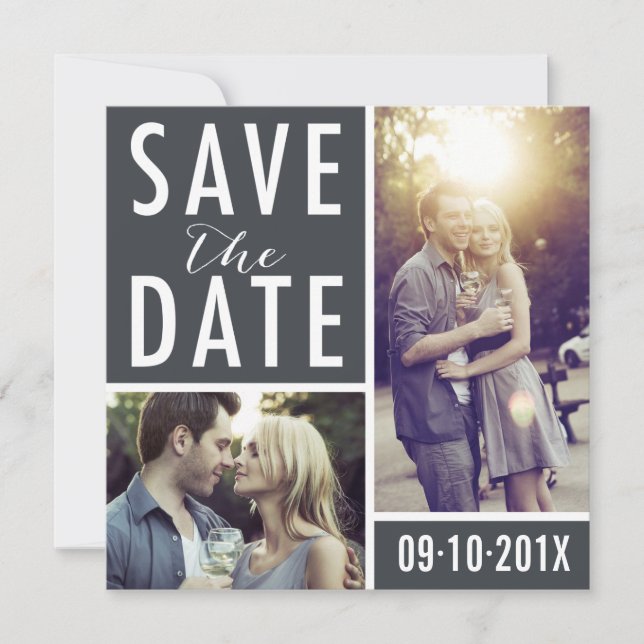 Reserva La Fecha Modern Save The Date Collage de fotos (Anverso)