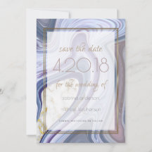 Modern Save the Date Marbleized Purple Rosa Agate