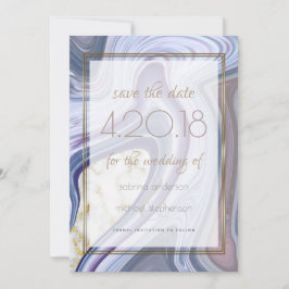 Reserva La Fecha Modern Save the Date Marbleized Purple Rosa Agate