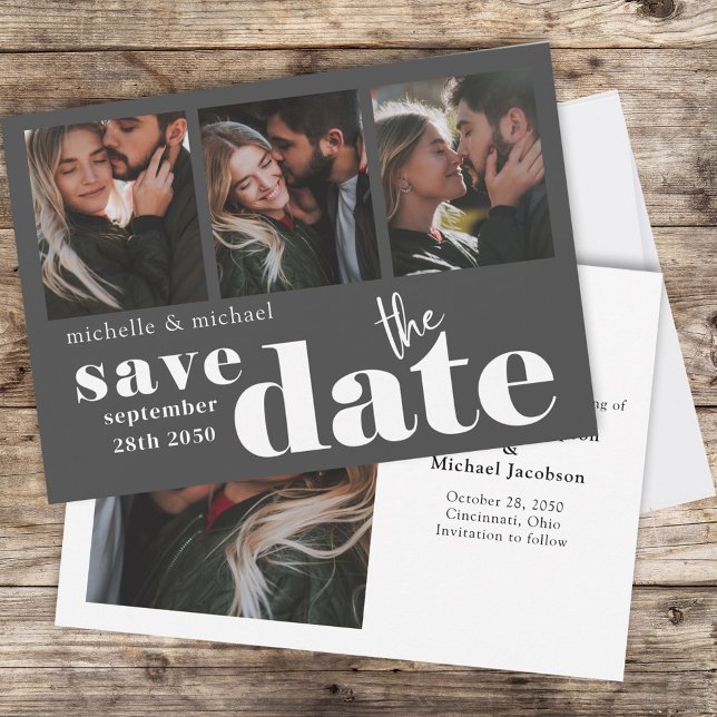Reserva La Fecha Modern Save the Date Multi Photo (Double-sided four photo layout wedding save the date template)